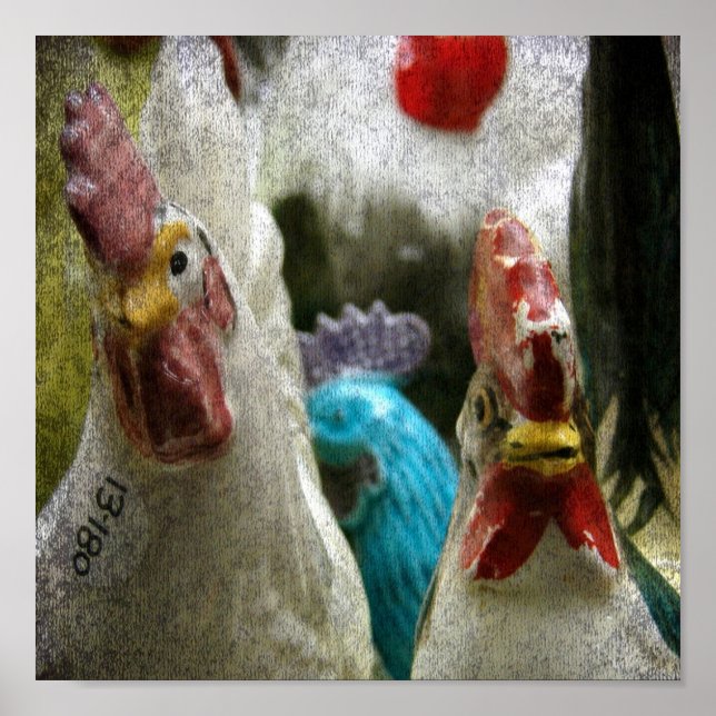 Vintage Glass Chicken Poster (Frente)