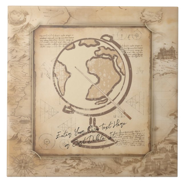 Vintage Globe. Presente do professor de Geografia  (Frente)