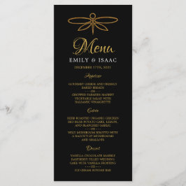 Vintage Gold Foil Dragonfly Menu Casamento
