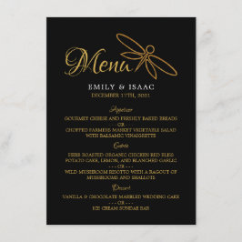 Vintage Gold Foil Dragonfly Menu Casamento