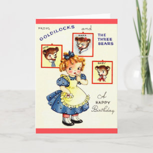 Vintage Goldilocks E Cartão De Aniversário De Três