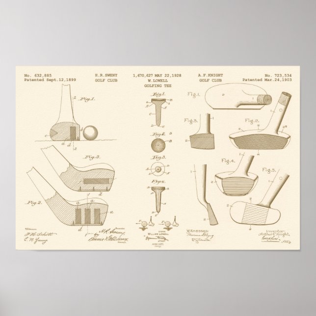 Vintage Golf Patent Poster 2 Sepia (Frente)
