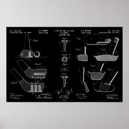 Vintage Golf Patente Poster 2 Branco em Preto