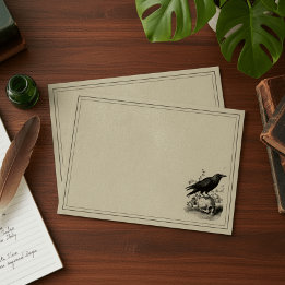 Vintage Gothic Black Toile Raven Tan Wedding