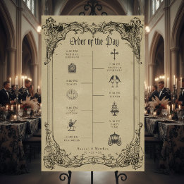 Vintage Gothic Black Toile Tan Wedding Timeline