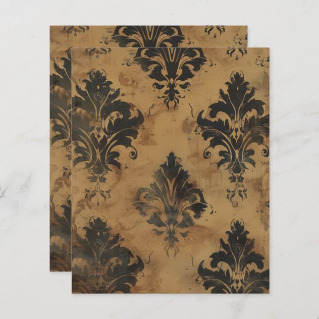 Vintage Gothic Grunge Floral Scrapbook Paper (Frente/Verso)