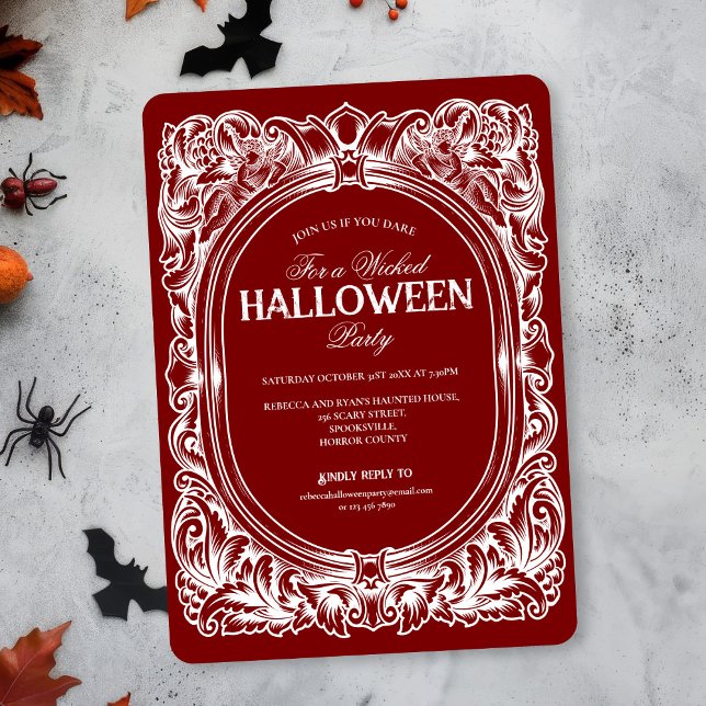 Vintage Gothic Red Halloween - Convite (Criador carregado)
