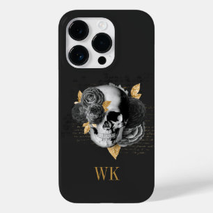 Vintage Gótica - Preto e Dourado Crânio Floral