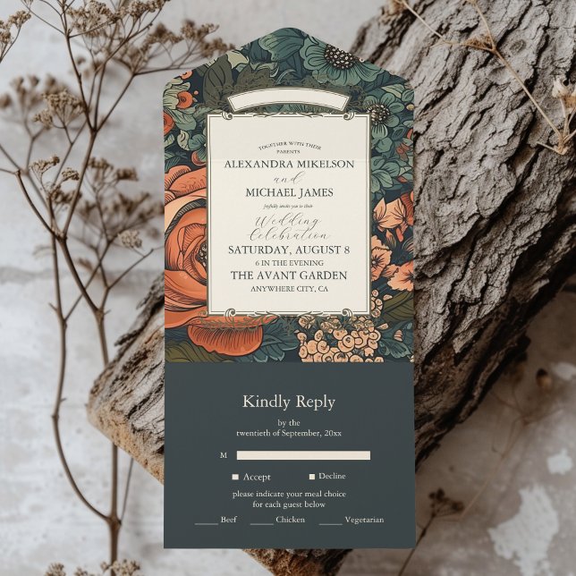 Vintage Green Fall Flowers Casamento (Criador carregado)