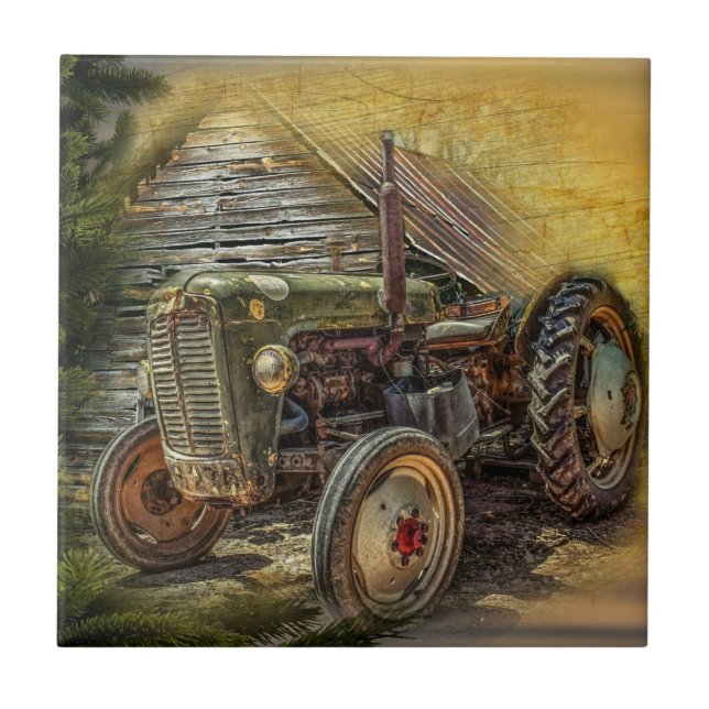 Vintage Green Trator Rustic Old Barn (Frente)