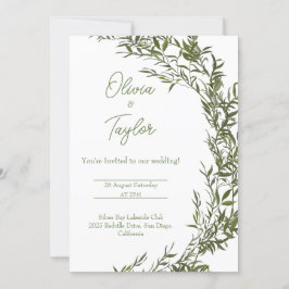 Vintage Greenery Watercolor Convite para Casamento