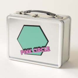 Vintage Greenish Hexagon com Texto em Círculo Rosa