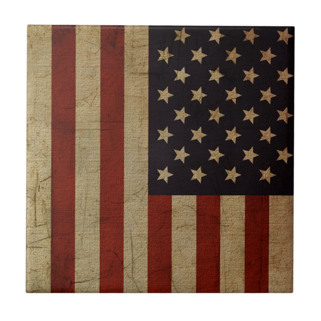 Vintage Grunge American Flag Azulejo Cerâmica (Frente)