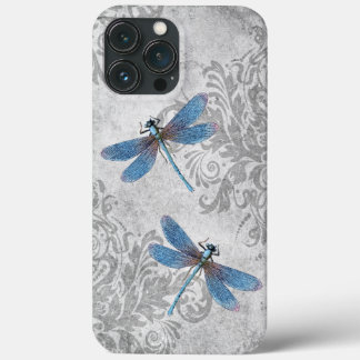 Vintage Grunge Damask Dragonflies