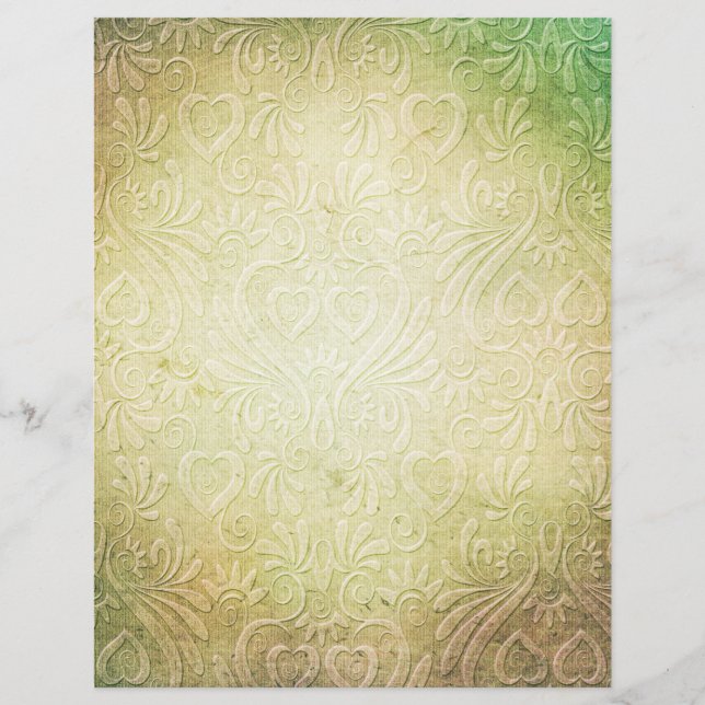 Vintage Grunge Floral Art Patterno Scrapbook Paper (Frente)