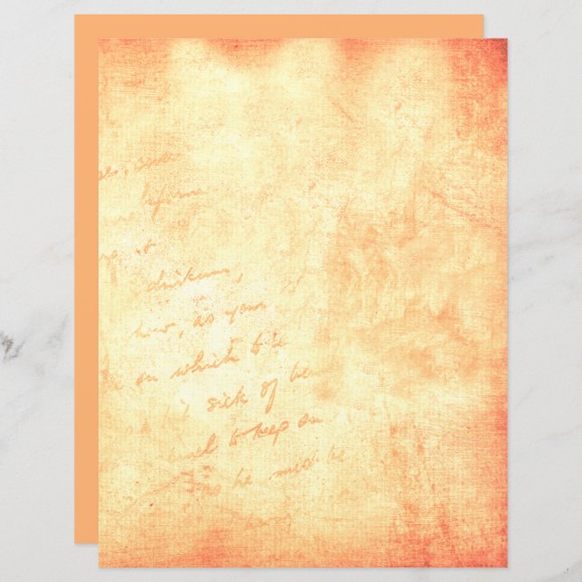 Vintage Grunge Peach Orange Script Texture (Frente/Verso)