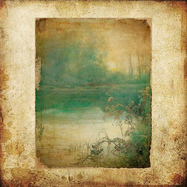 Vintage Grunge Pond Scrapbook Paper (Criador carregado)