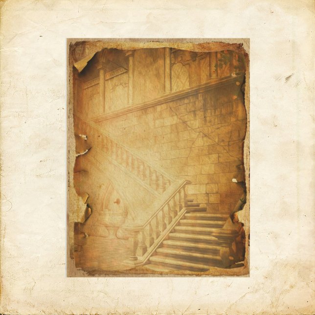 Vintage Grunge Stairs Scrapbook Paper (Criador carregado)