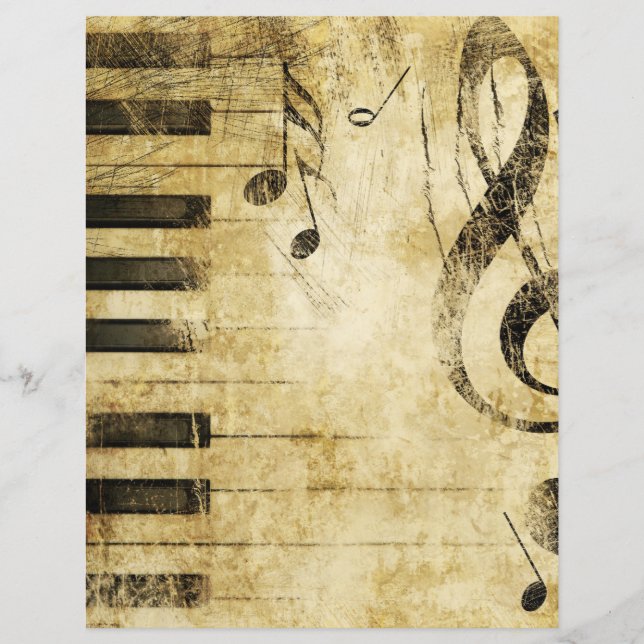 Vintage Grungy Music Notes Scrapbook Paper (Frente)