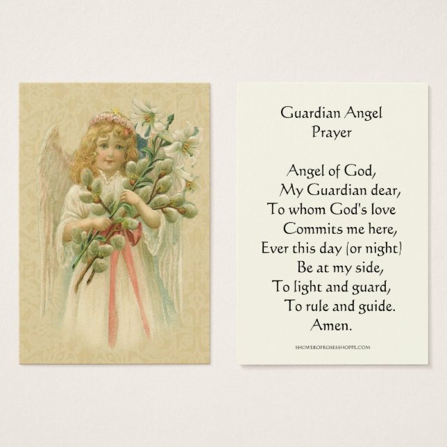 Vintage Guardian Angel Prayer Santa (Frente & Verso)