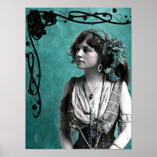 Vintage Gypsy Girl Poster