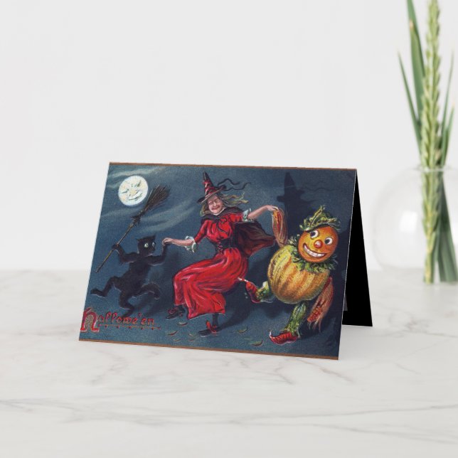 Vintage Halloween adicione cartão de mensagem (Frente)