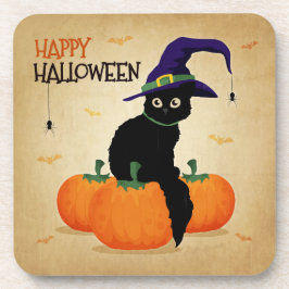 Vintage Halloween Cat e Pumpkins | Porta copo