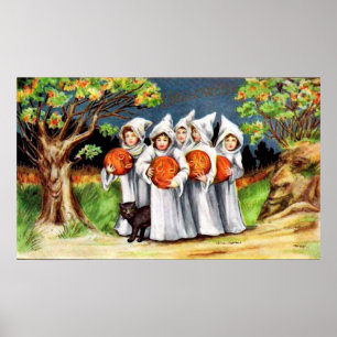 Vintage Halloween Children Festa de Natal poster