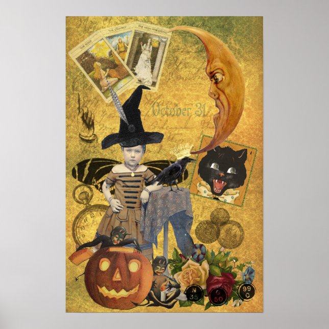 Vintage Halloween Collage Poster (Frente)