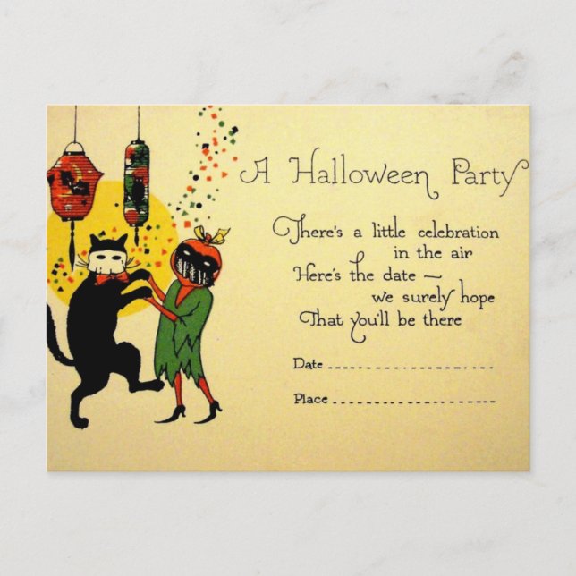 Vintage Halloween Convite (Frente)