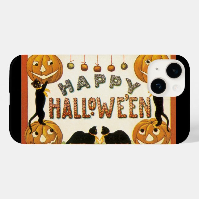 Vintage Halloween, Gatos Negros com Jackolanteras (Verso (horizontal))