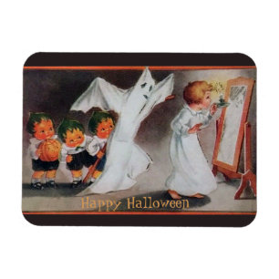 Vintage Halloween Girl com ímã de velas