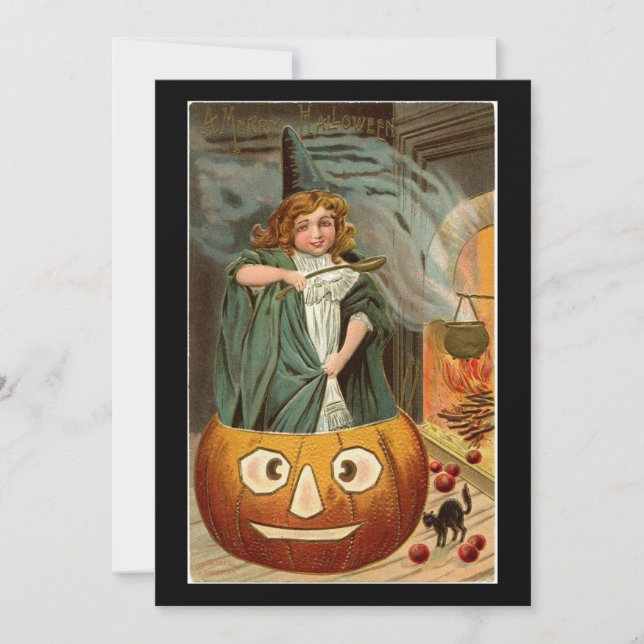 Vintage Halloween Girl In Pumpkin (Frente)