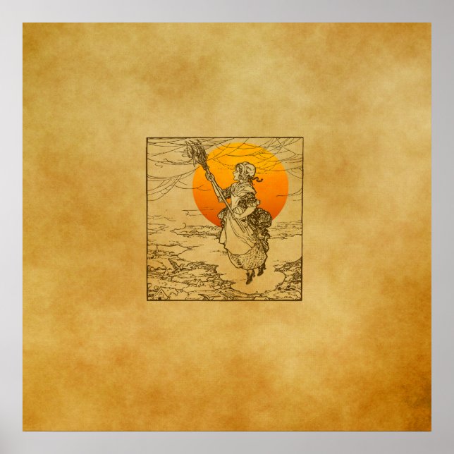 Vintage Halloween Impressão, Poster (Frente)