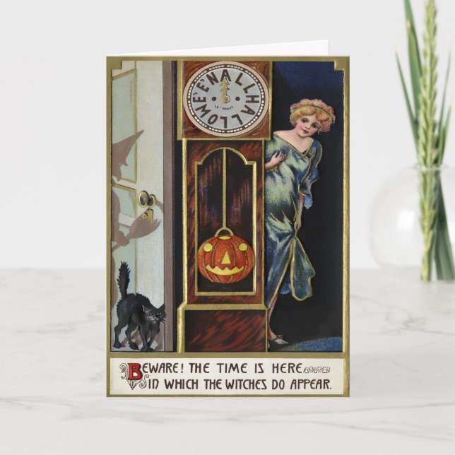 Vintage Halloween Meia-Noite Cartão de Saudação de (Frente)