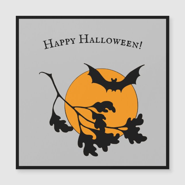 Vintage Halloween Orange Moon Flying Bats (Frente)