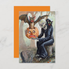 Vintage Halloween Pumpkin Graveyard Spooky Diverti