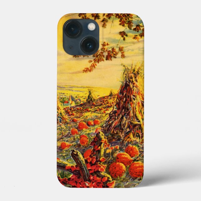 Vintage Halloween Pumpkin Patch com Haystacks (Verso)