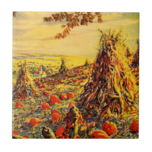 Vintage Halloween Pumpkin Patch com Haystacks