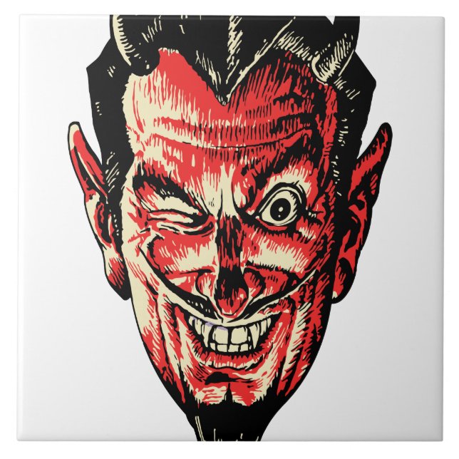 Vintage Halloween Red Devil Head (Frente)