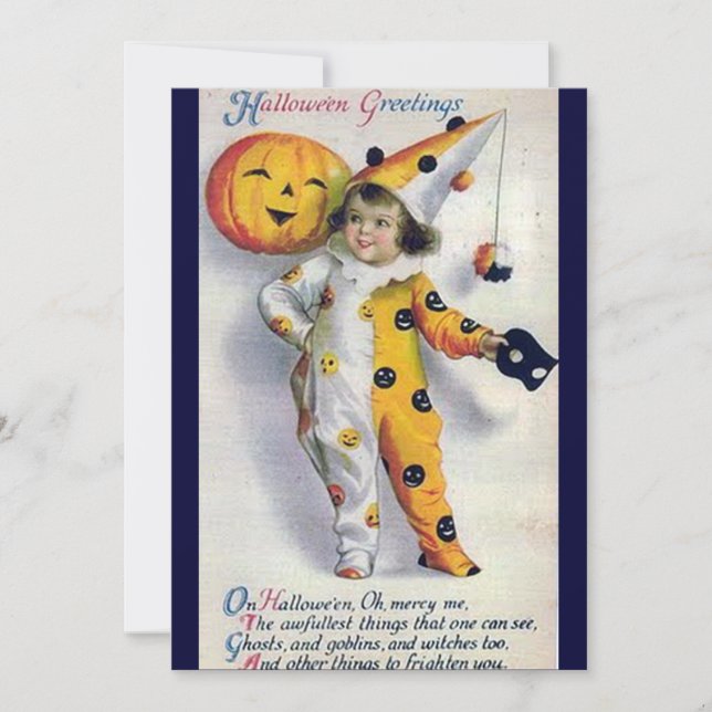 Vintage Halloween Saudações Convites (Frente)