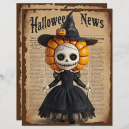Vintage Halloween Spooky Doll Scrapbook Paper