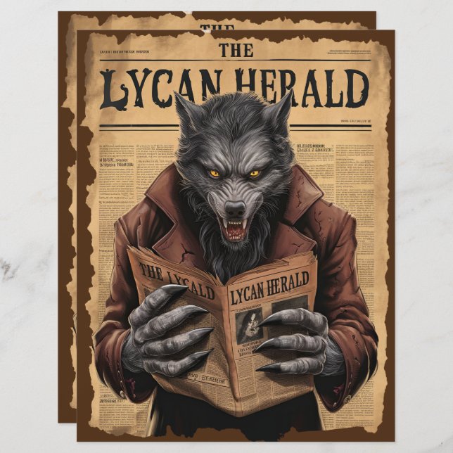 Vintage Halloween Spooky Scrapbook Paper (Frente/Verso)