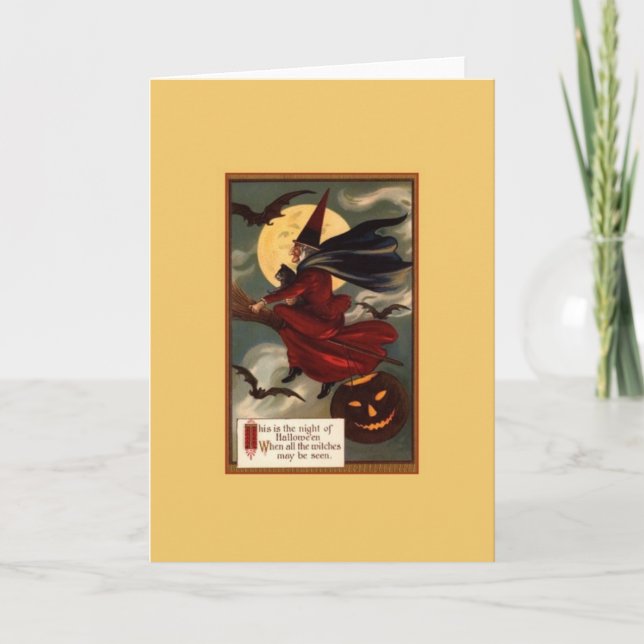 Vintage Halloween Witting Cartão de Saudação (Frente)