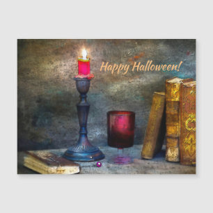Vintage Happy Halloween Red Candela e Livros Antig