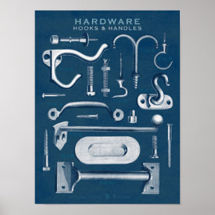 Vintage Hardware Poster Hooks-Handles Blueprint