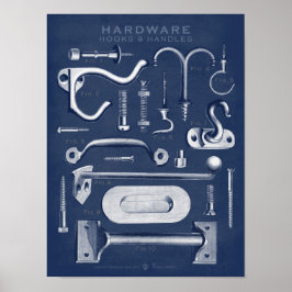 Vintage Hardware Poster Hooks-Handles Denim Dark