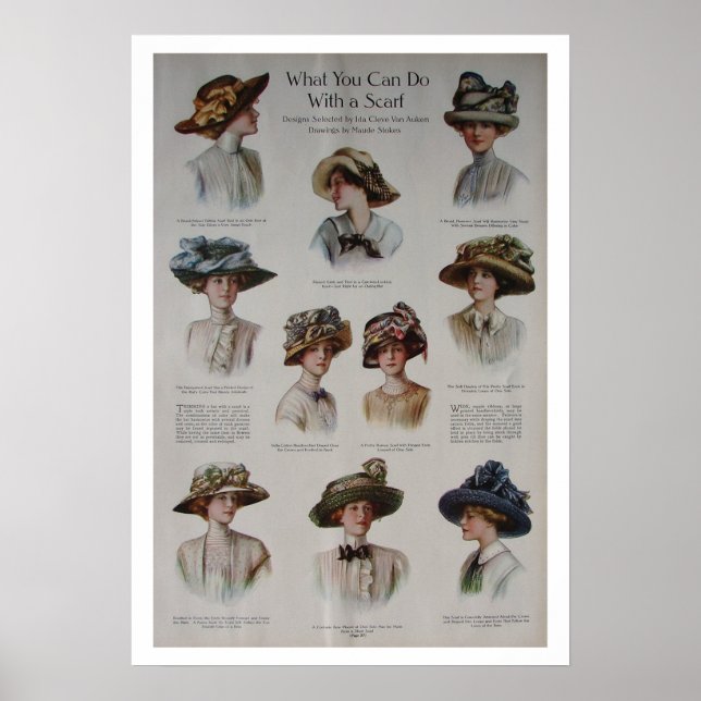 Vintage Hats Fashion Poster (Frente)