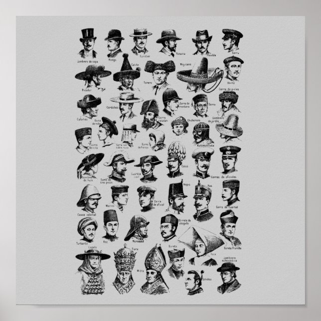 Vintage Hats Poster (Frente)