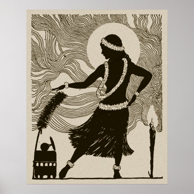 Vintage Hawaii Hula Girl Poster (Frente)